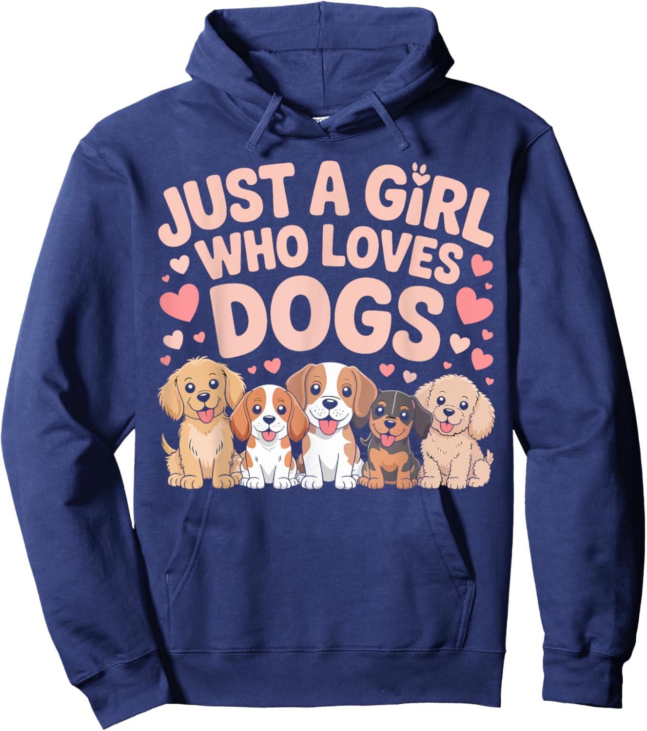 Just A Girl Who Loves Dogs Cute Puppy Lover Gifts for Kids Hoodie - Hoodie | Navy