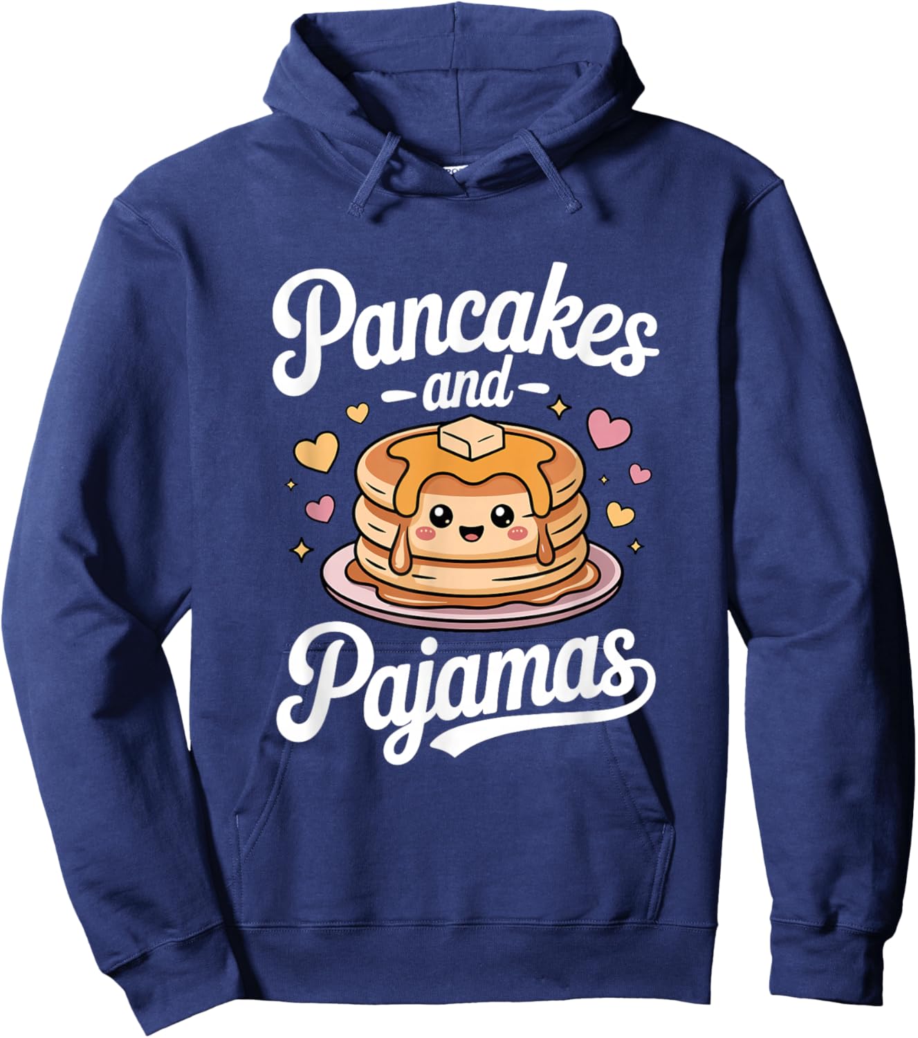 Cute Kawaii Pancakes and Pajamas Sleepover Breakfast Lover Hoodie - Hoodie | Navy