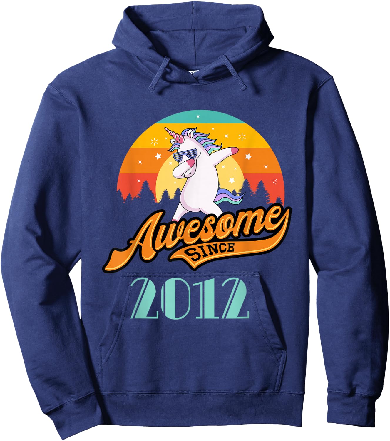 Awesome Since 2012 - Year of Birth & Birthday Gift Hoodie - Hoodie | Navy