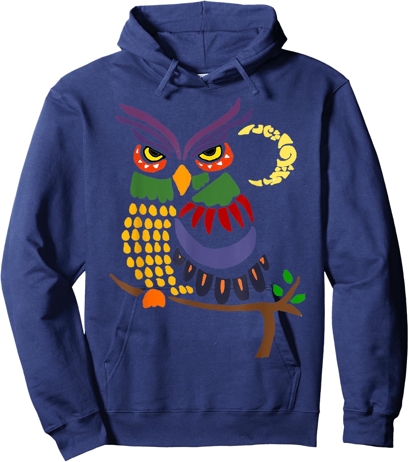 Smiletodaytees Owl Abstract Art Hoodie - Hoodie | Navy