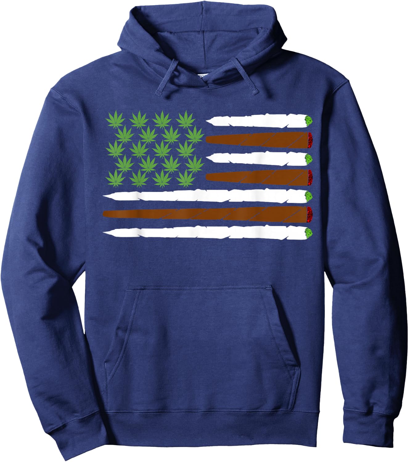 USA Flag Weed Leaf | Fourth of July American Flag Marijuana Hoodie - Hoodie | Navy