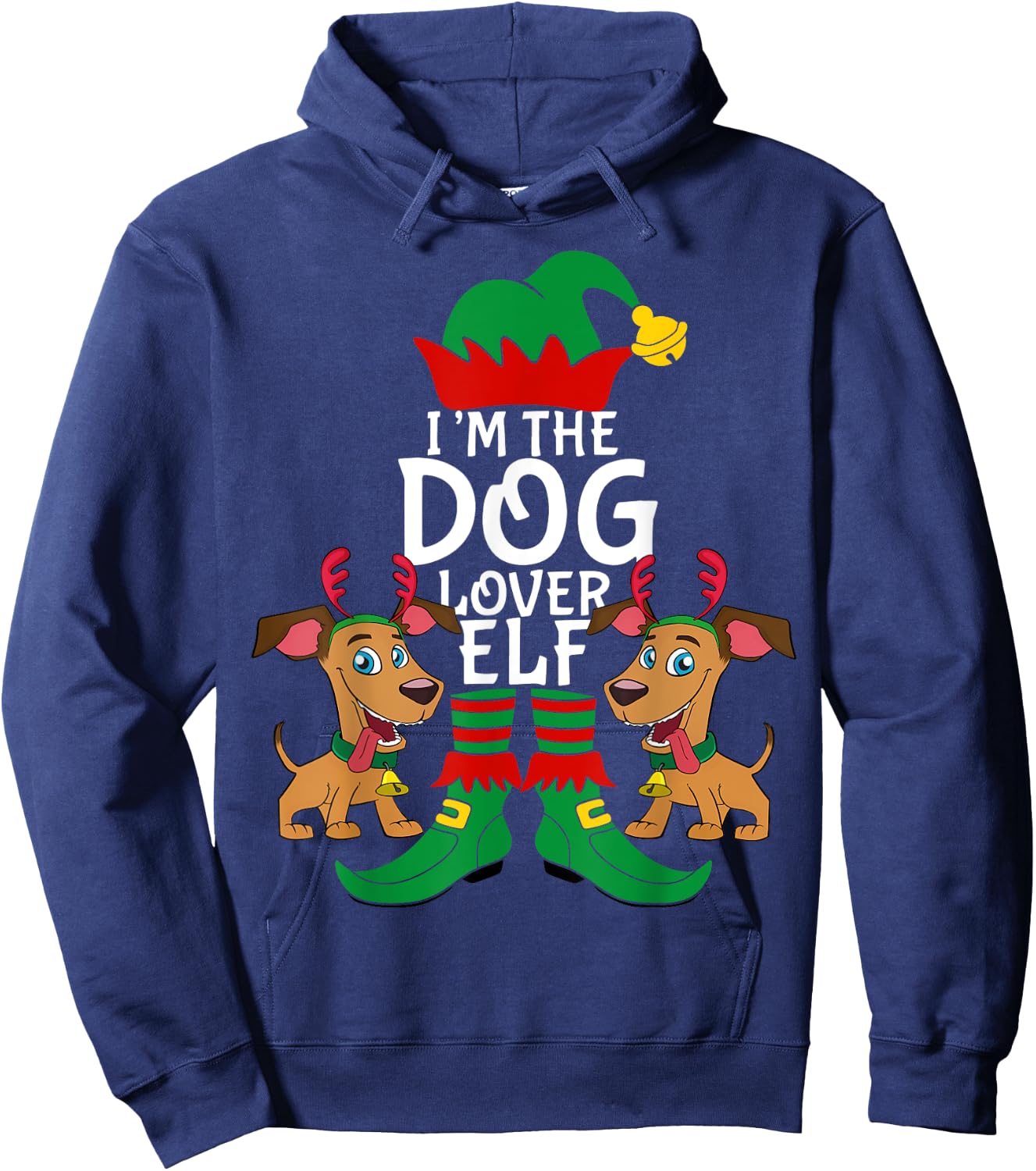 I'm The Dog Lover Elf Matching Christmas Pet Owner Xmas Gift Men Women Kids Hoodie - Hoodie | Navy
