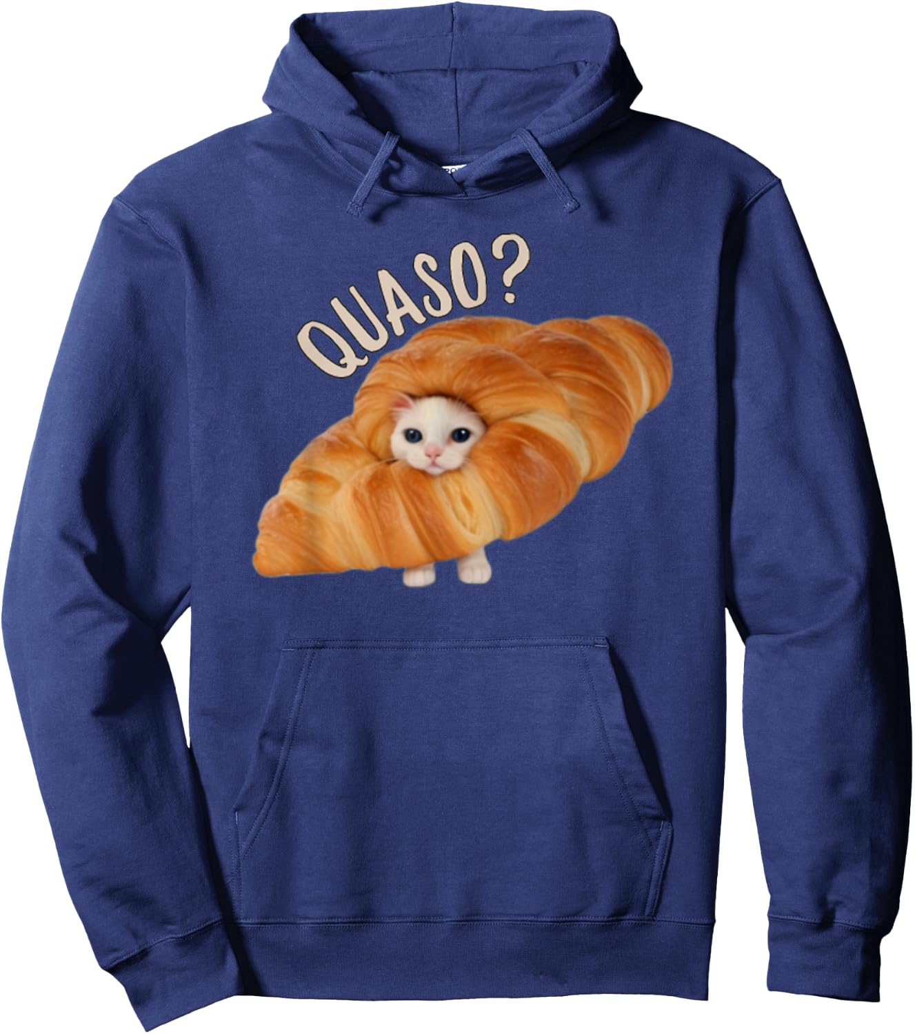 Funny Croissant Quaso Meme Cat Cake Pet Lover Men Women Hoodie - Hoodie | Navy