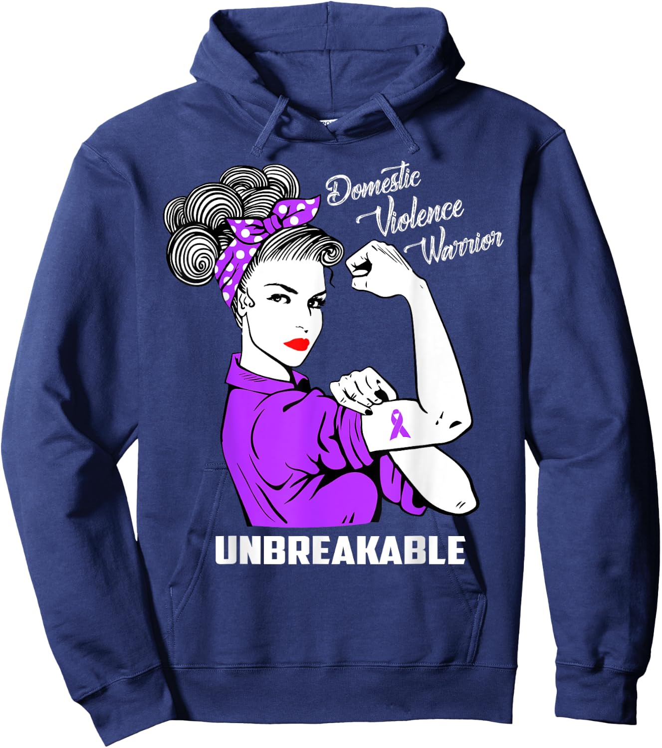 Domestic Violence Warrior Unbreakable Awareness Gift Hoodie - Hoodie | Navy