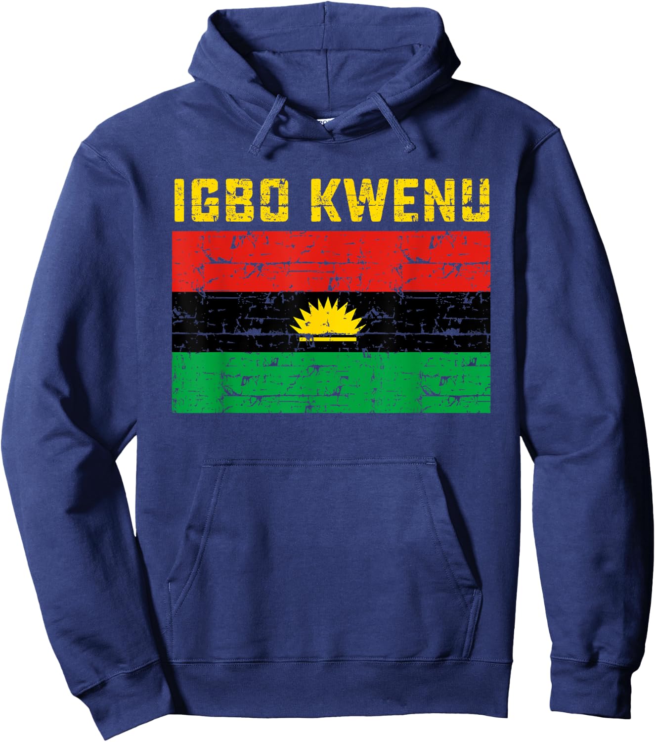 Igbo Kwenu Biafra Biafran Flag Design - Women's Adults Classic Fit Short Sleeve Small Black Polyester 100% Modern Flag Hoodie - Hoodie | Navy