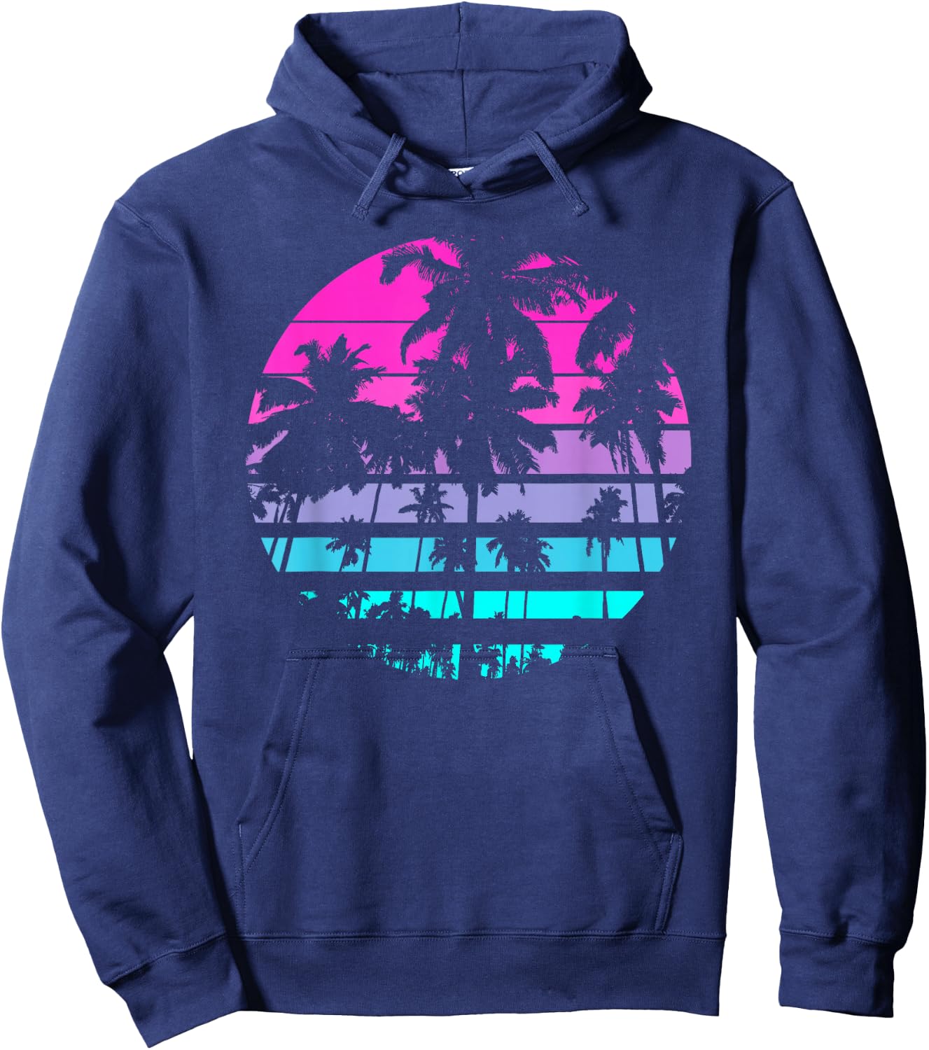 Retro Eighties 80s & 90s Beach Style Design with Palm Trees Hoodie - Hoodie | Navy