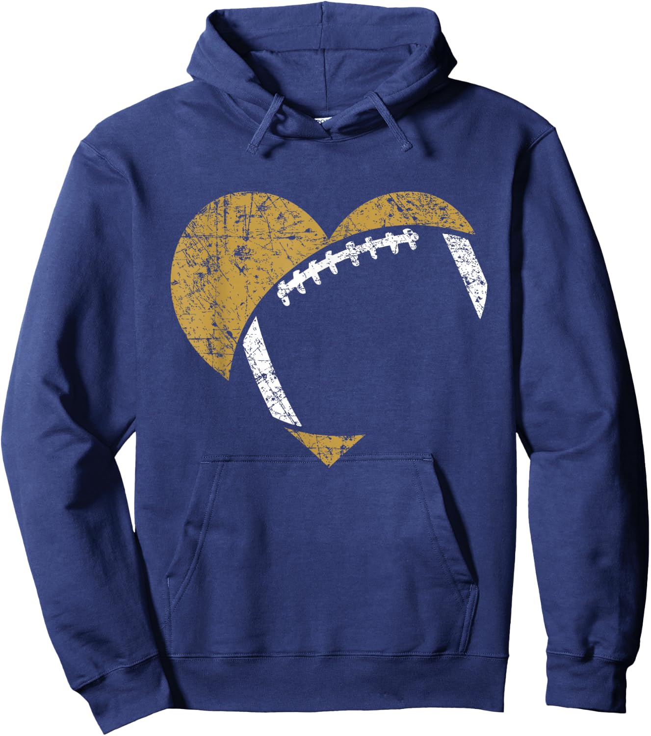 Football Heart Cutout Gold White Team Game Gift Hoodie - Hoodie | Navy