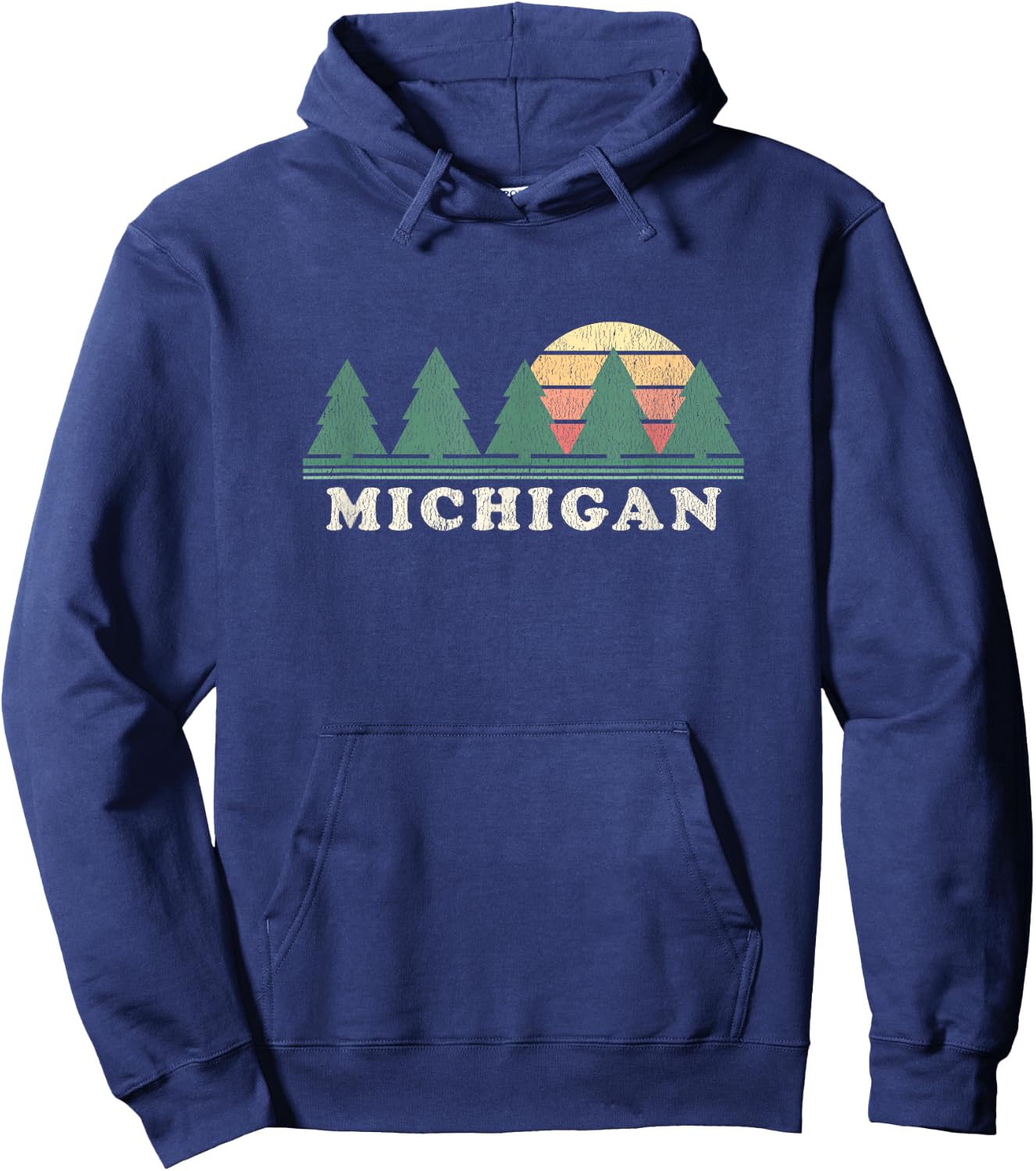 Michigan MI Vintage Retro 70s Design Hoodie - Hoodie | Navy