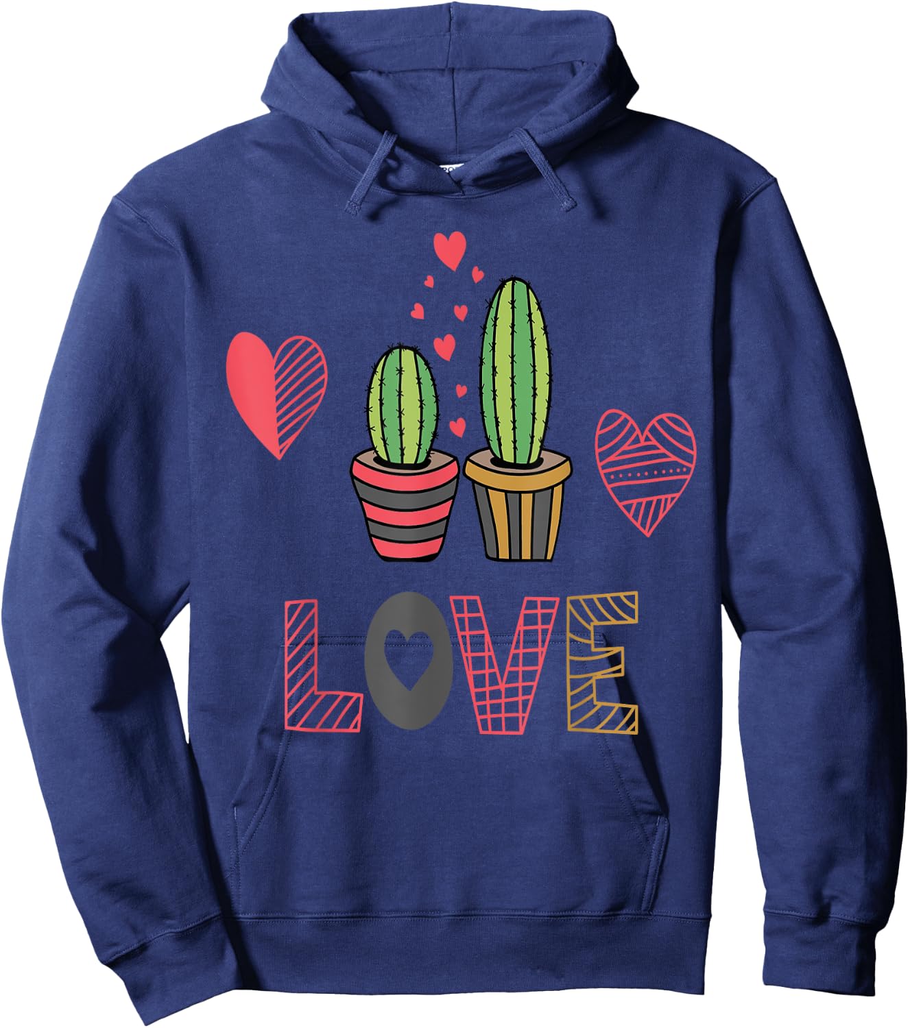 Cactus Valentine Day Shirt Love Succulent Cacti Plants Heart Hoodie - Hoodie | Navy