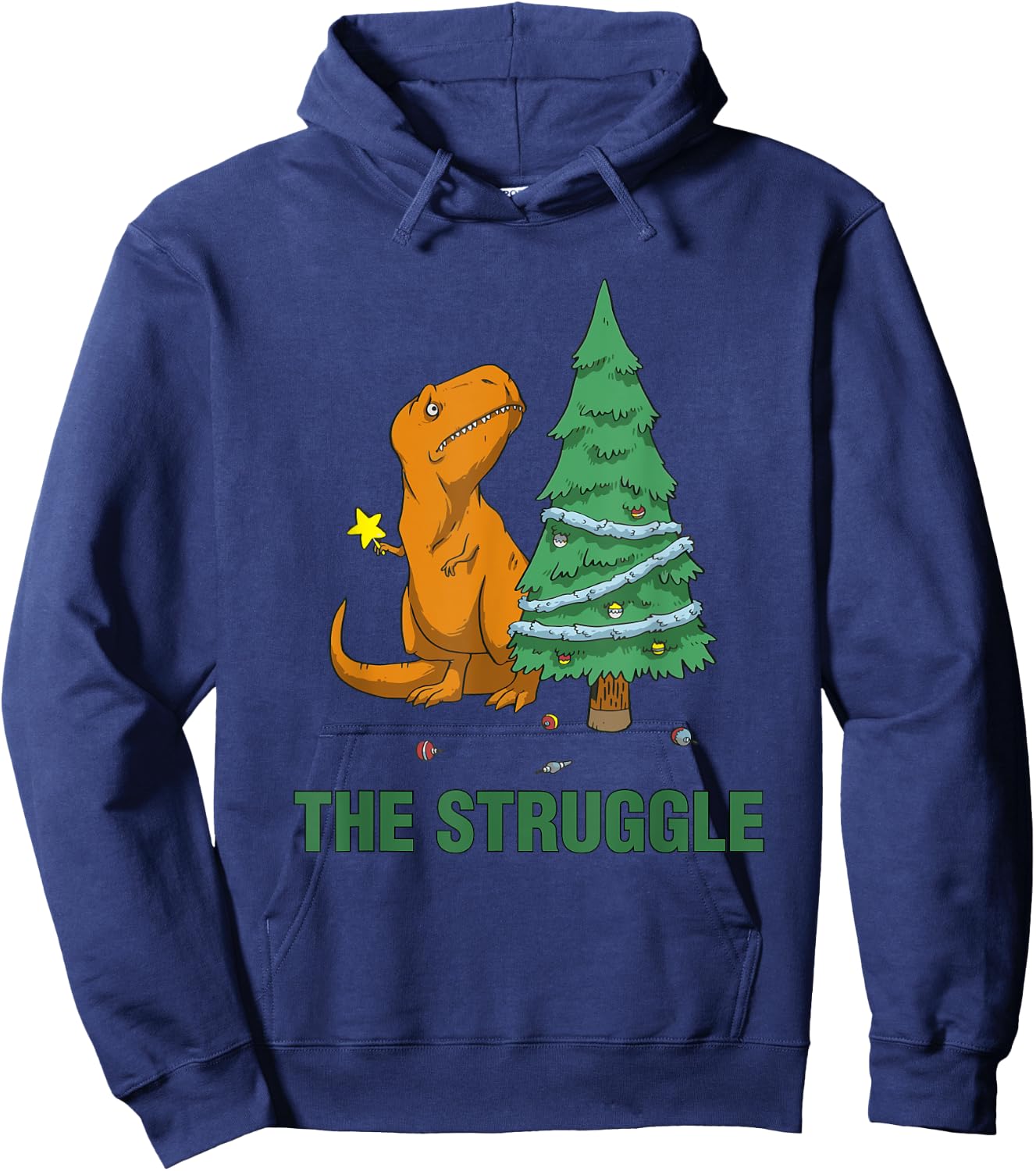 T-Rex funny Christmas or Xmas product the struggle Hoodie - Hoodie | Navy