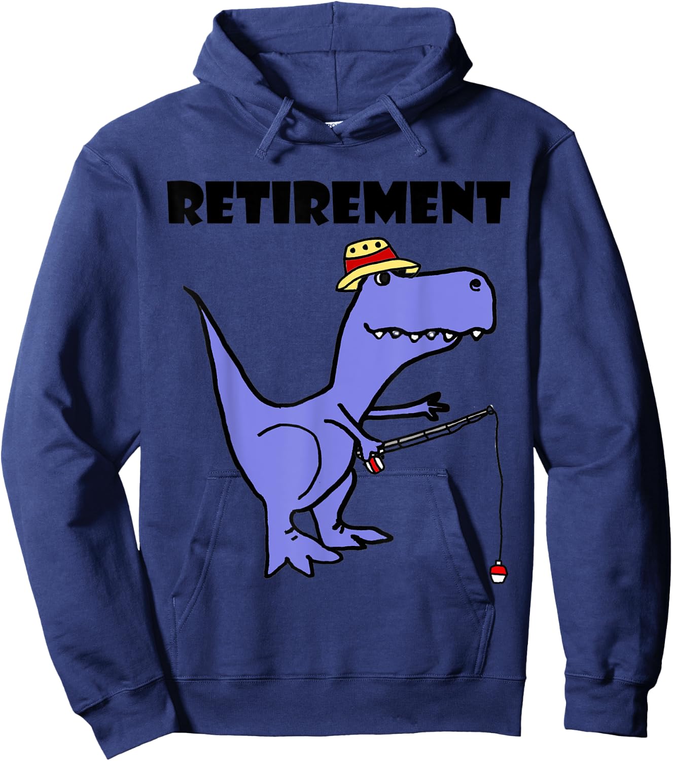 Smilemoreteesa Funny T-rex Dinosaur Fishing Retirement Hoodie - Hoodie | Navy
