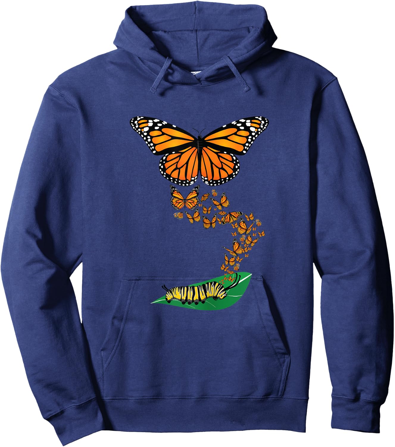 Colorful Caterpillar To Monarch Butterfly Metamorphosis Gift Hoodie - Hoodie | Navy