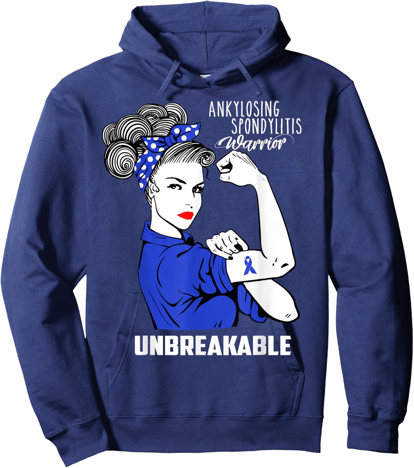 Ankylosing Spondylitis Warrior Unbreakable Shirt Awareness Hoodie - Hoodie | Navy