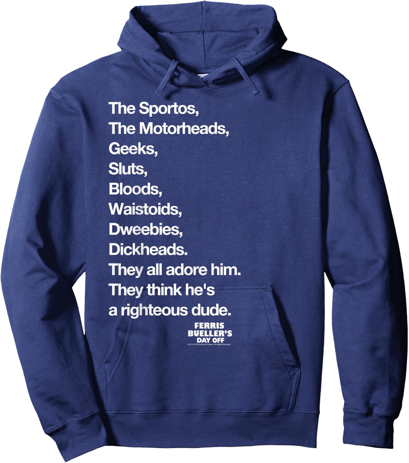 Ferris Bueller's Day Off Righteous Dude List Movie Hoodie - Hoodie | Navy