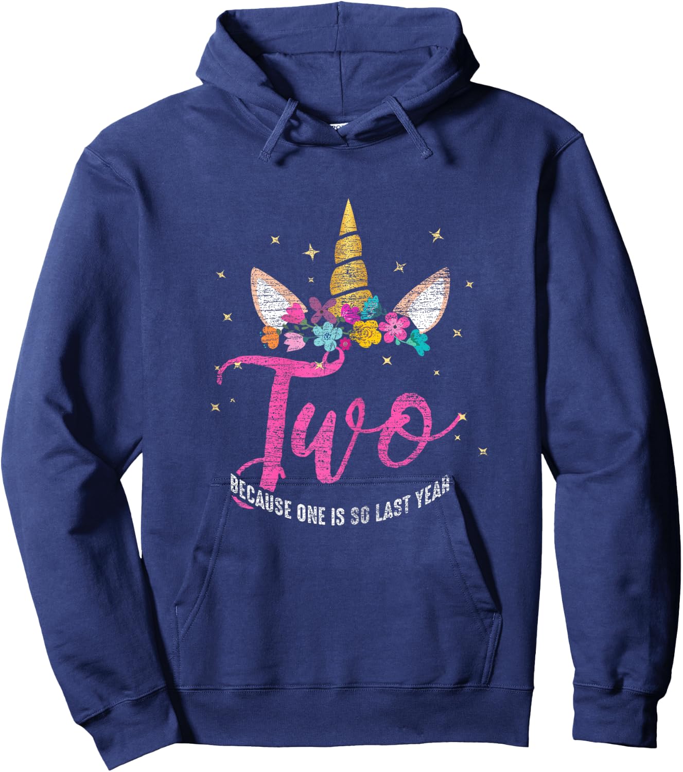 2 Years Old Birthday Girl Gifts Unicorn 2nd Birthday Hoodie - Hoodie | Navy