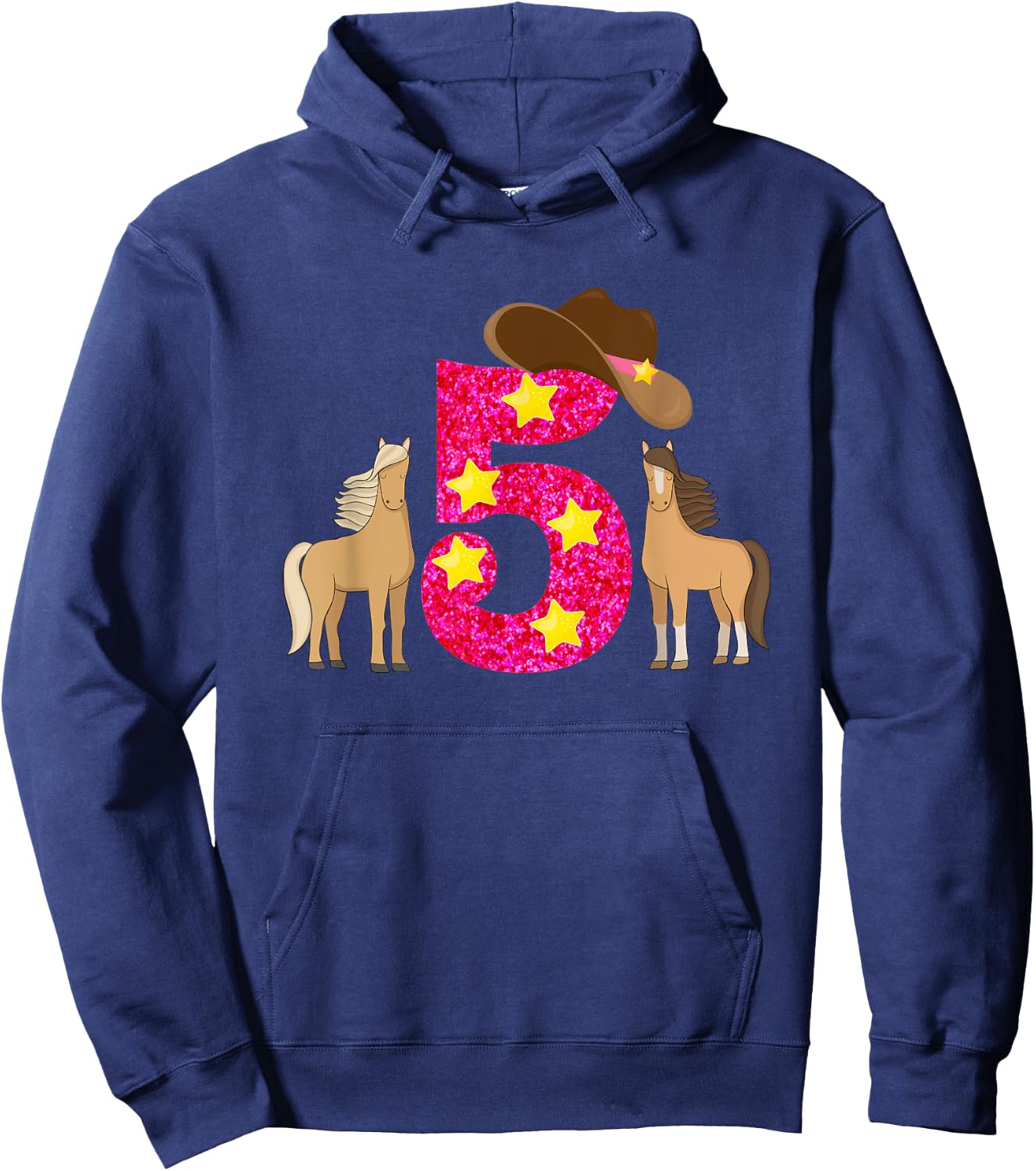 5 Year Old Cowgirl Birthday Hoodie - Hoodie | Navy