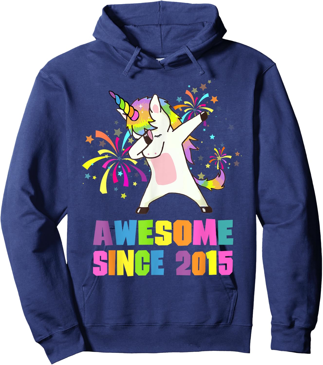10 Years Old 10th Birthday Awesome Since 2015 Unicorn Hoodie - Hoodie | Navy