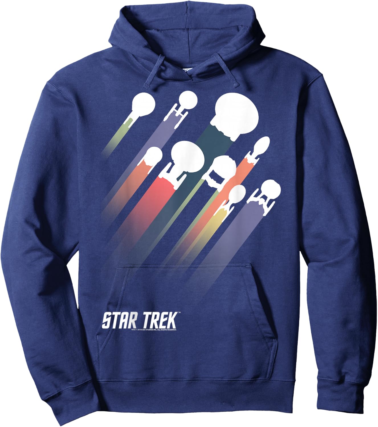 Star Trek Federation Ships Rainbow Stripe Hoodie - Hoodie | Navy