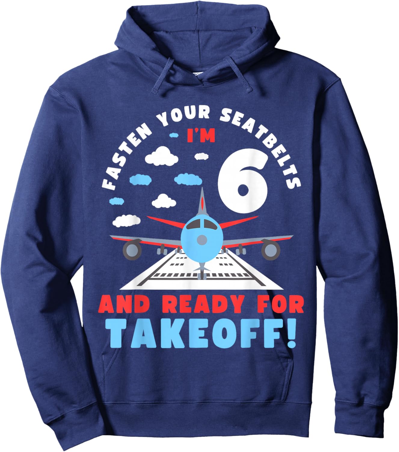 6th Birthday Airplane Take off 6 Bday Boys Kids Funny Plane Hoodie - Hoodie | Navy