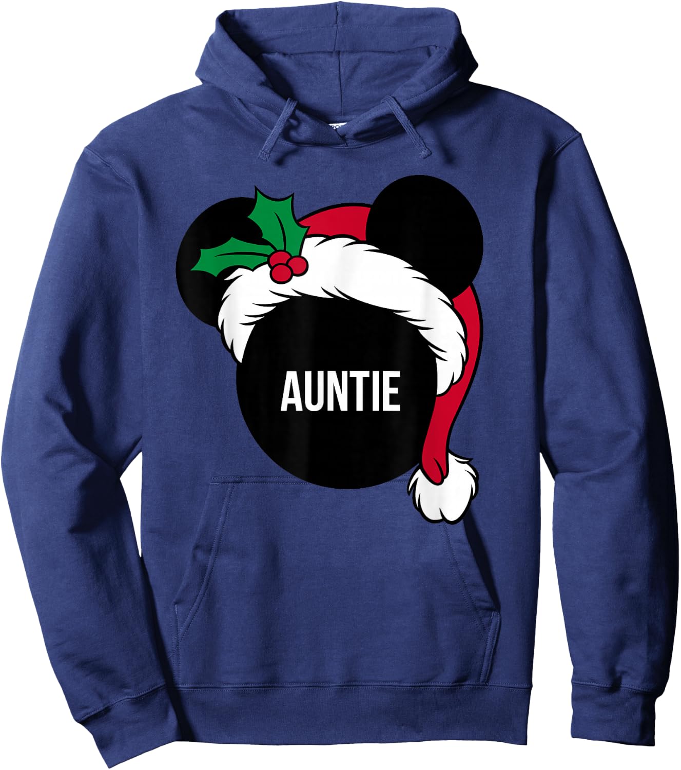 Disney Santa Hat Mickey Christmas Family Matching Auntie Hoodie - Hoodie | Navy