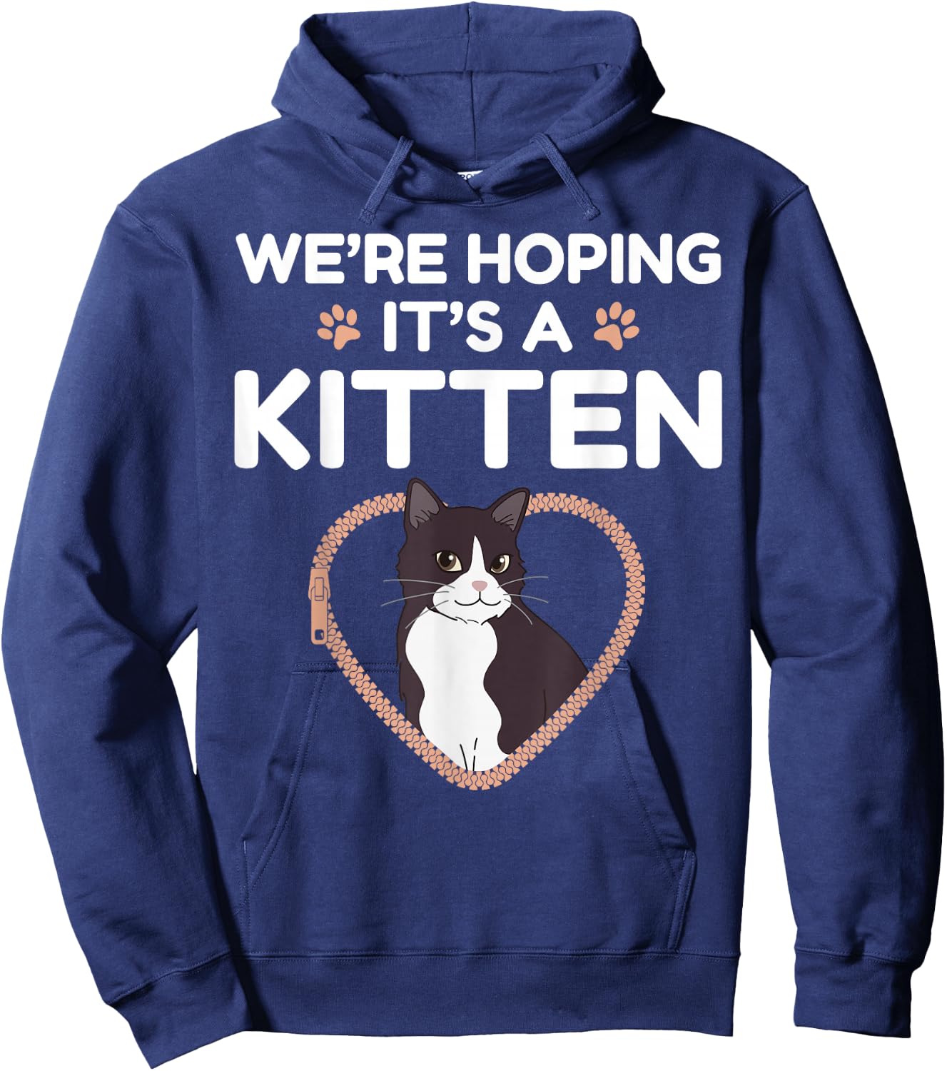 We're Hoping It's A Kitten Cat Pregnancy Announcement Hoodie - Hoodie | Navy