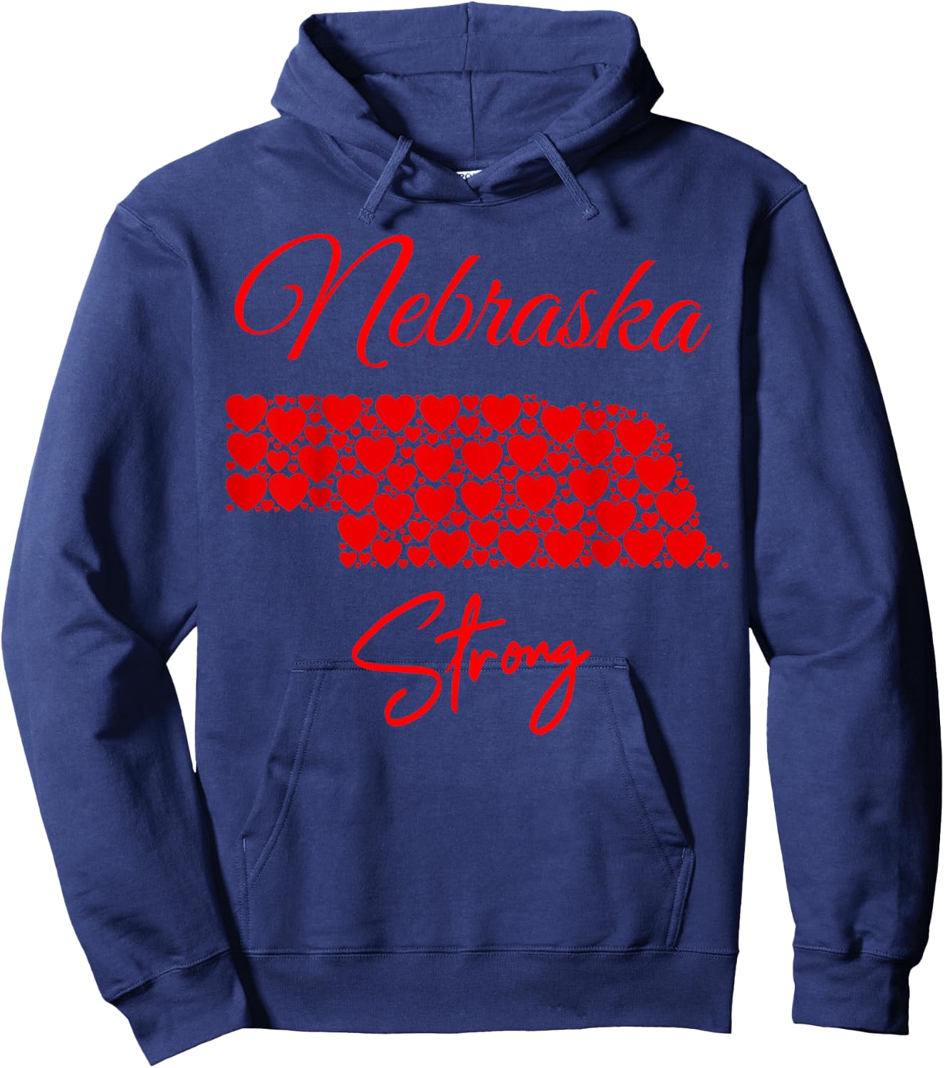 Men's Women's Nebraska-Strong Red Hearts Map Shirt Hoodie - Hoodie | Navy