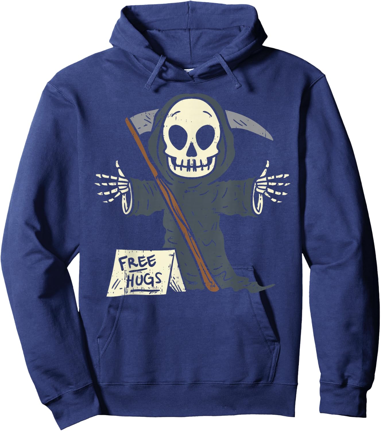 Free Hugs Grim Reaper Funny Pun Scary Halloween Costume Boys Hoodie - Hoodie | Navy
