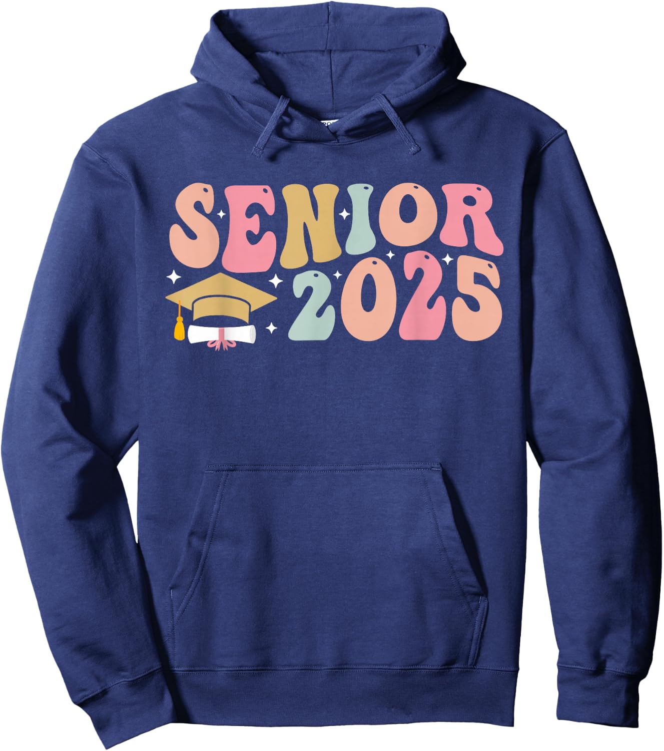 Retro Groovy Senior 2025 High School Graduate Class of 2025 Hoodie - Hoodie | Navy