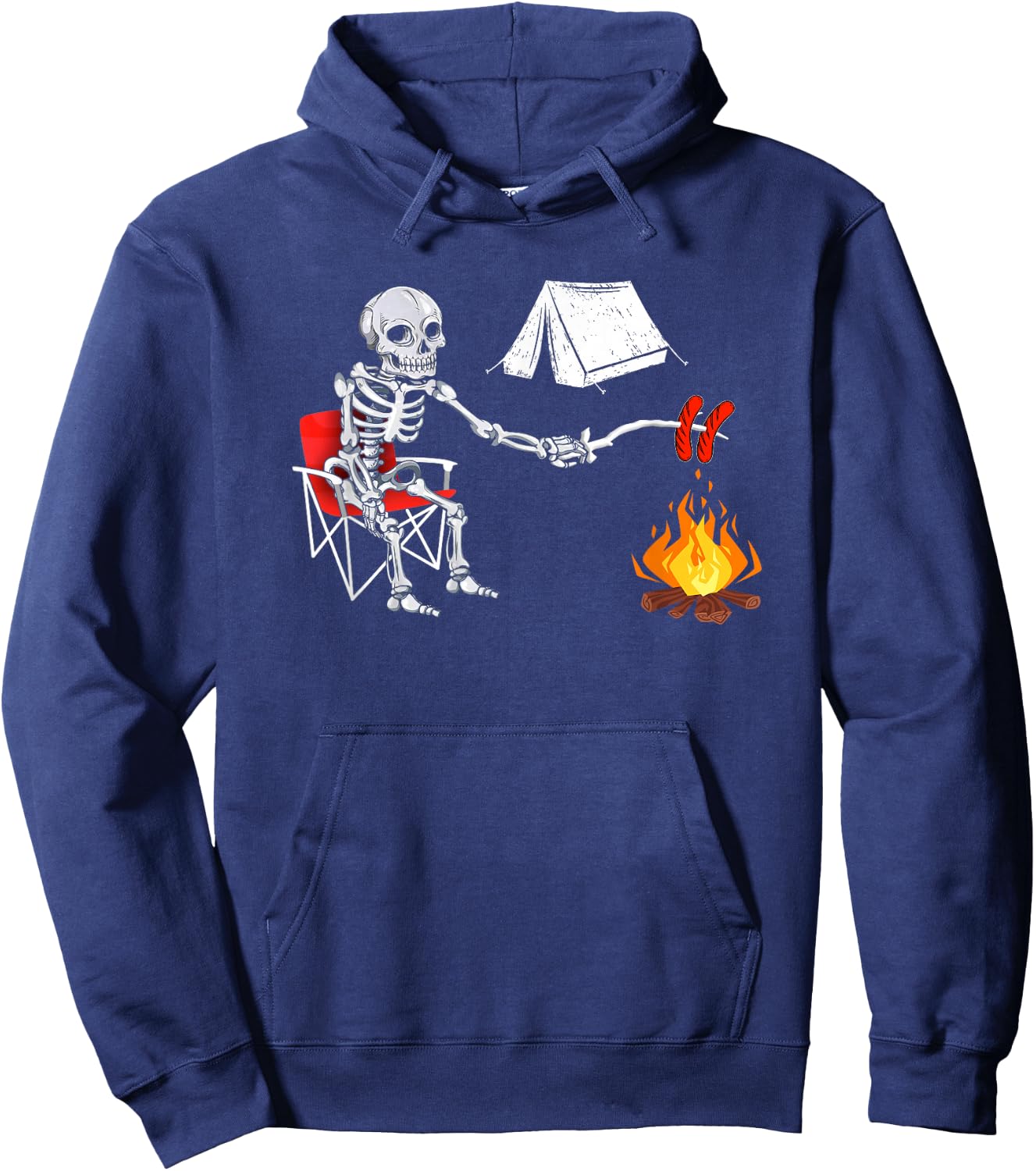 Skeleton Camping Campfire Hiking Halloween Hoodie - Hoodie | Navy