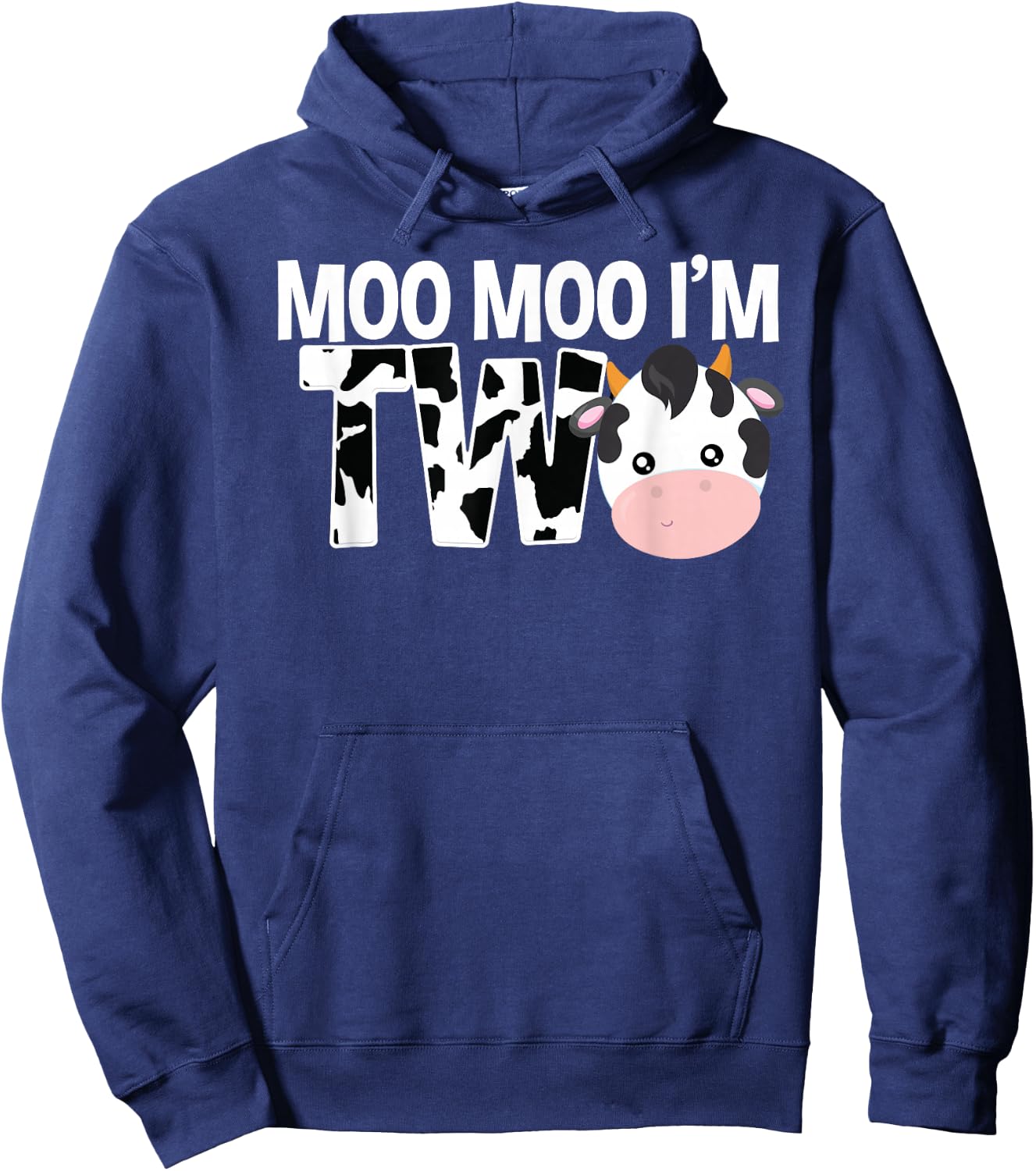 Moo Moo I'm Two 2nd Birthday Funny Cow Sounds Toddler Hoodie - Hoodie | Navy