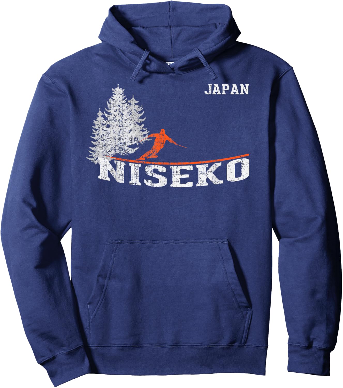 1980s Style Niseko Japan Vintage Skiing Hoodie - Hoodie | Navy