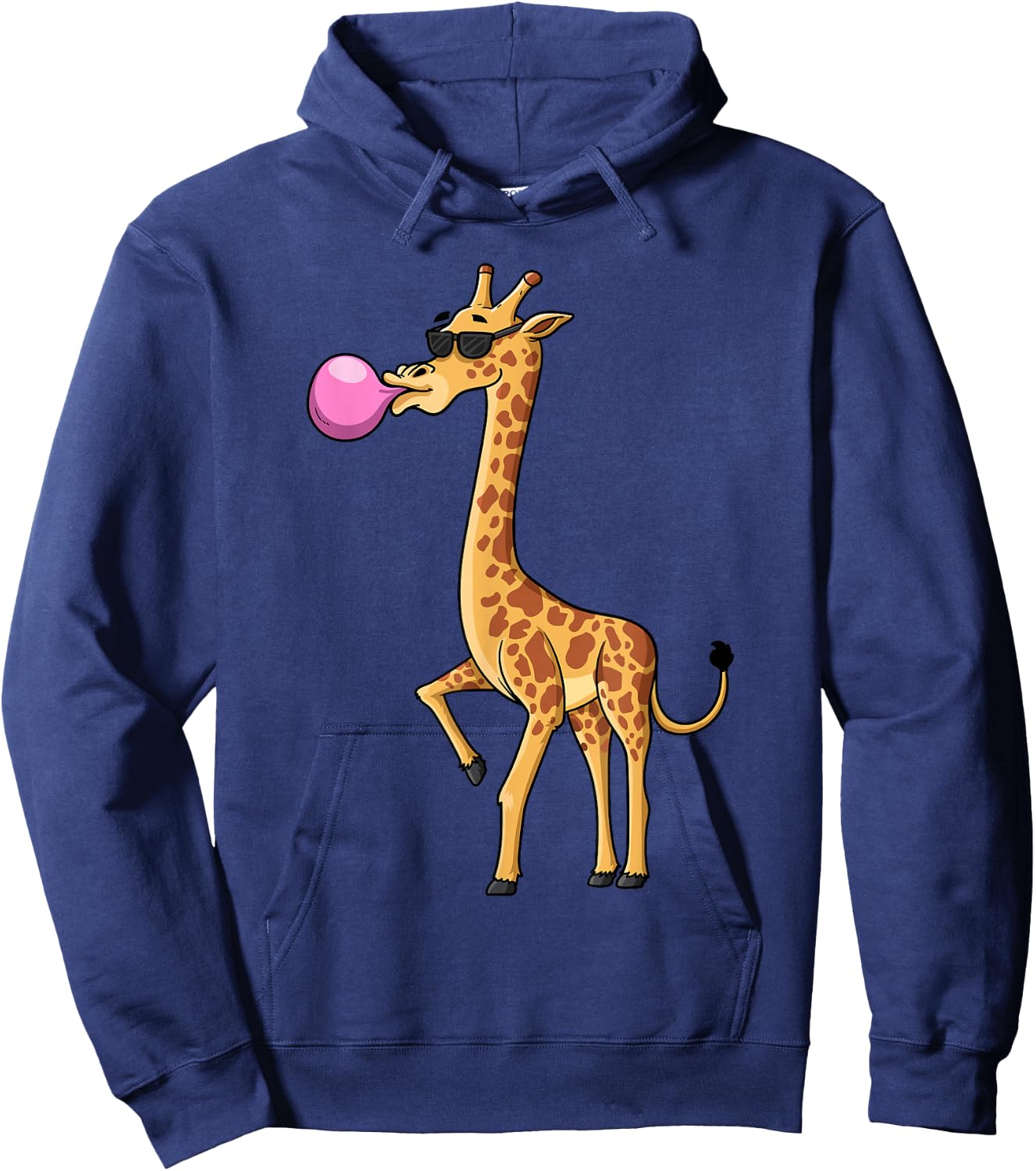 Funny Blowing Bubble Gum Giraffe Animal Lover Chewing Candy Hoodie - Hoodie | Navy