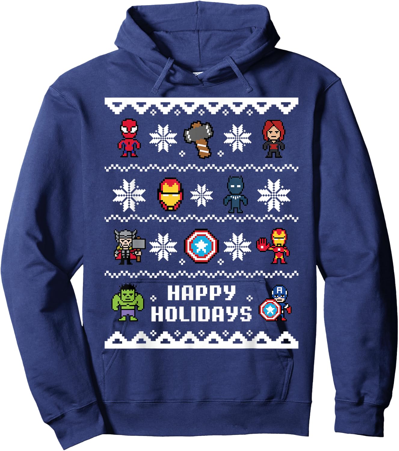 Marvel Avengers Christmas Sweater Happy Holidays Hoodie - Hoodie | Navy