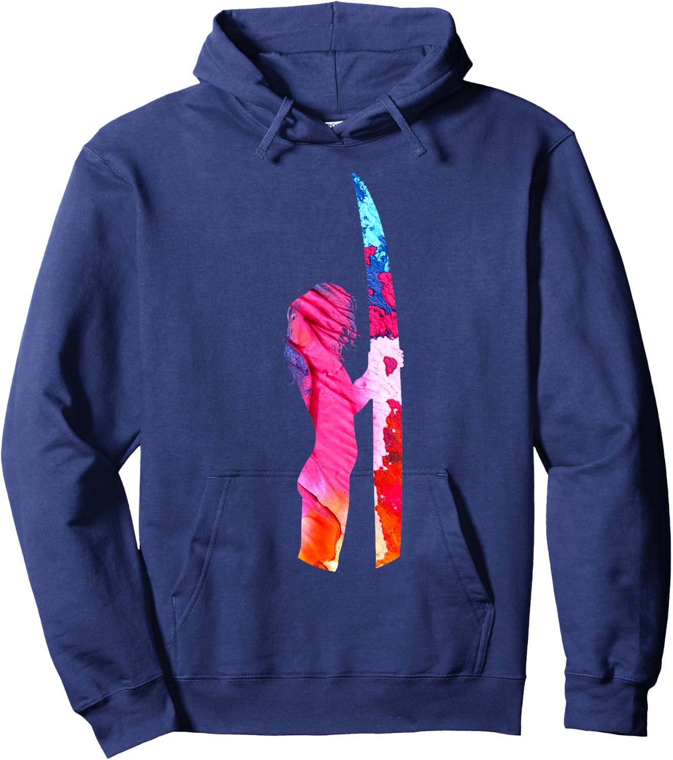 Surf Girl Pastel Watercolor Cute Surfing Female Surfer Hoodie - Hoodie | Navy