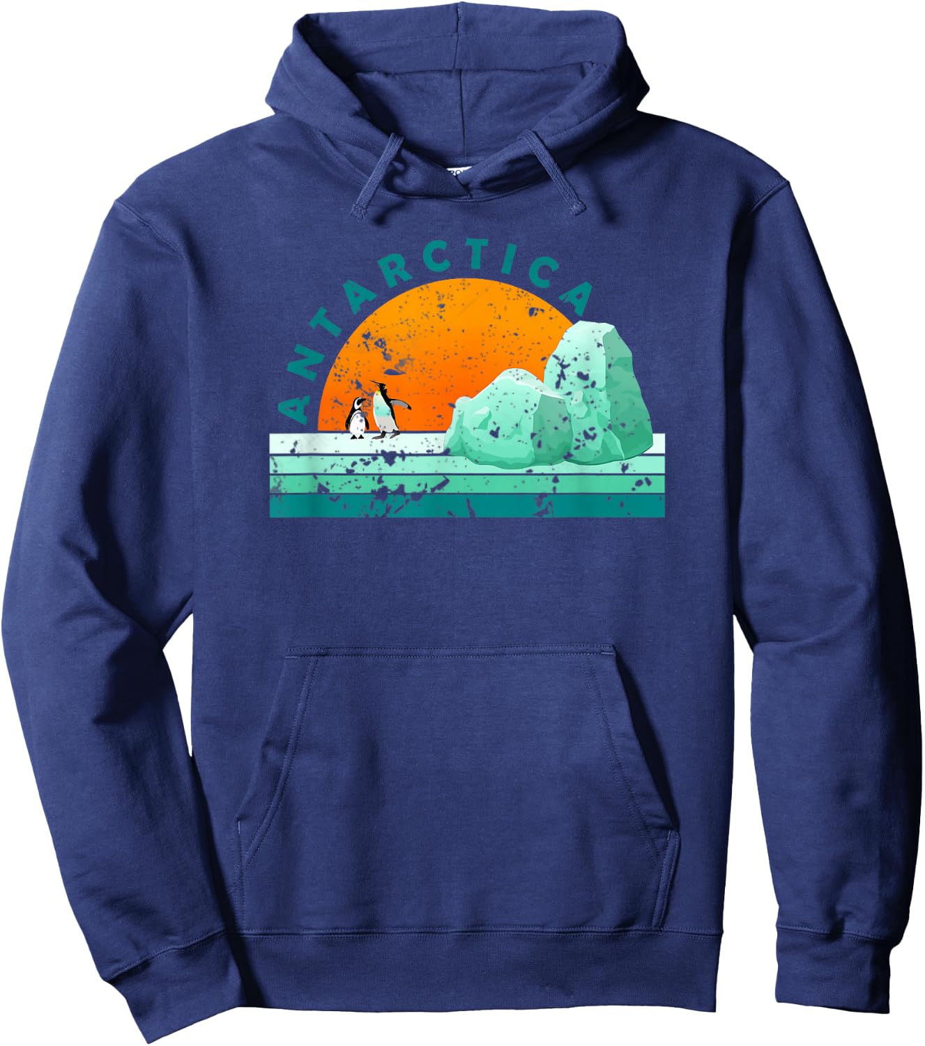 Bethcentral Vacation Gifts Antarctica - Tourist Vintage Vacation Black Small Retro Graphic Hoodie - Hoodie | Navy