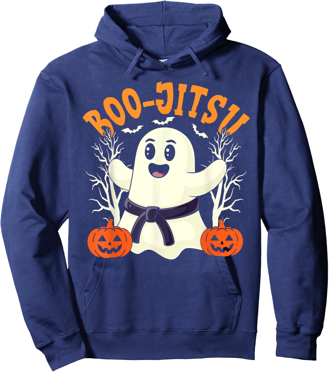 Boo-Jitsu Halloween Spooky Ghost Brazilian Jiu-JItsu BJJ Hoodie - Hoodie | Navy
