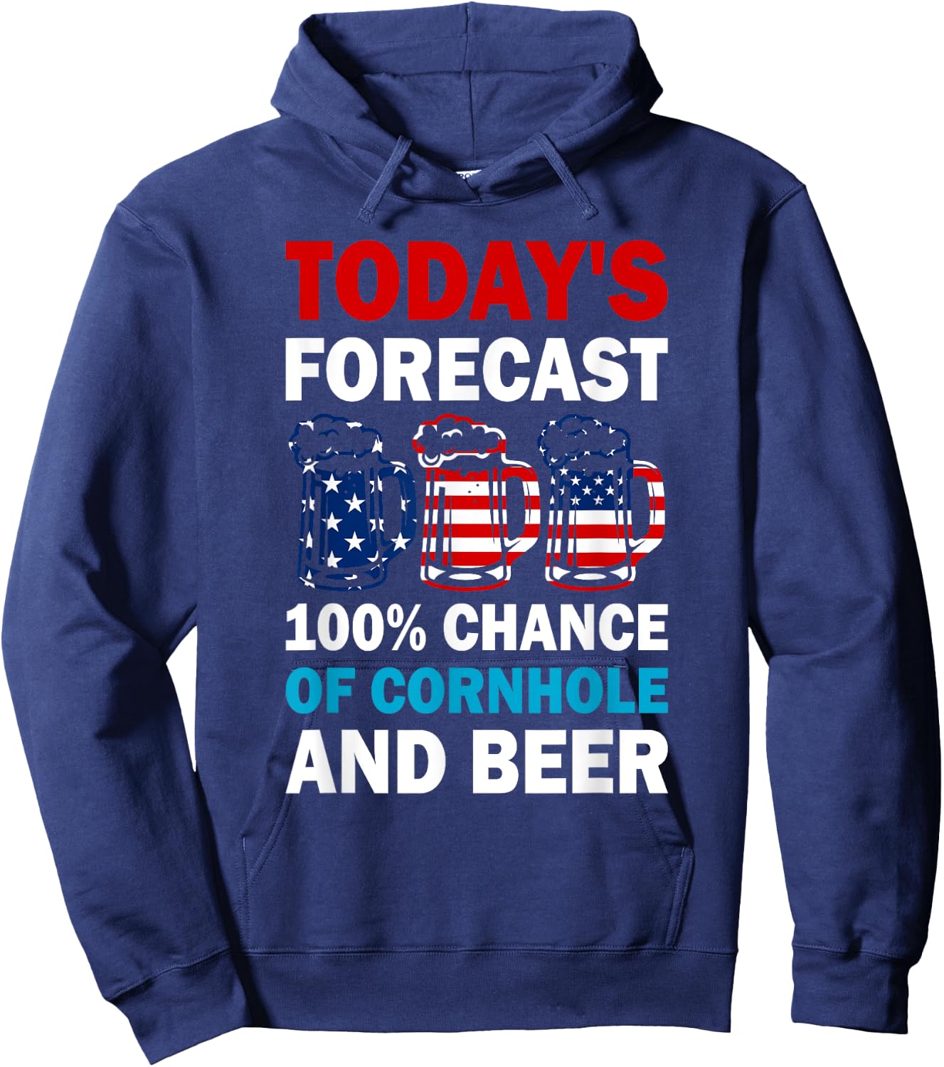 Cornhole and Beer Funny Today's Forecast Hoodie - Hoodie | Navy