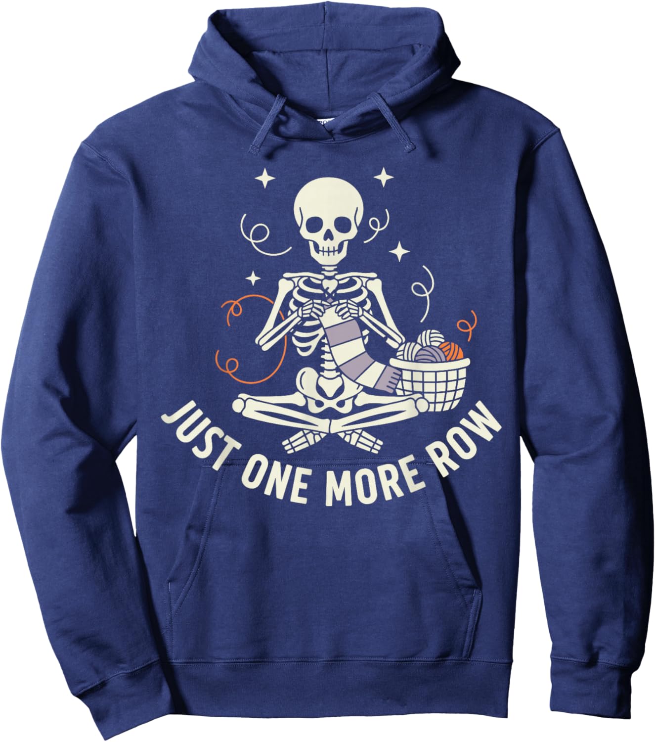 Skeleton Crochet Shirt Funny Skeleton Just One More Row Hoodie - Hoodie | Navy