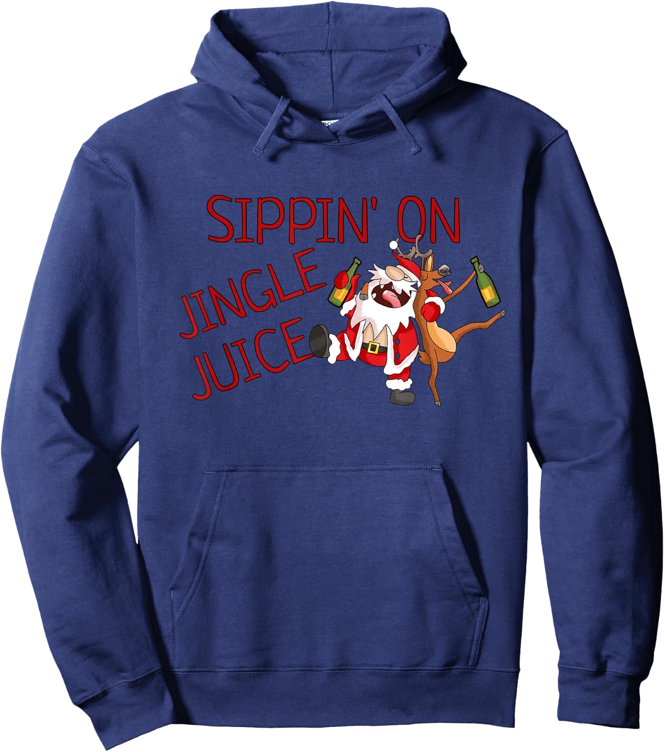 Sippin On Jingle Juice | Funny Christmas Drinking Drunk Xmas Hoodie - Hoodie | Navy