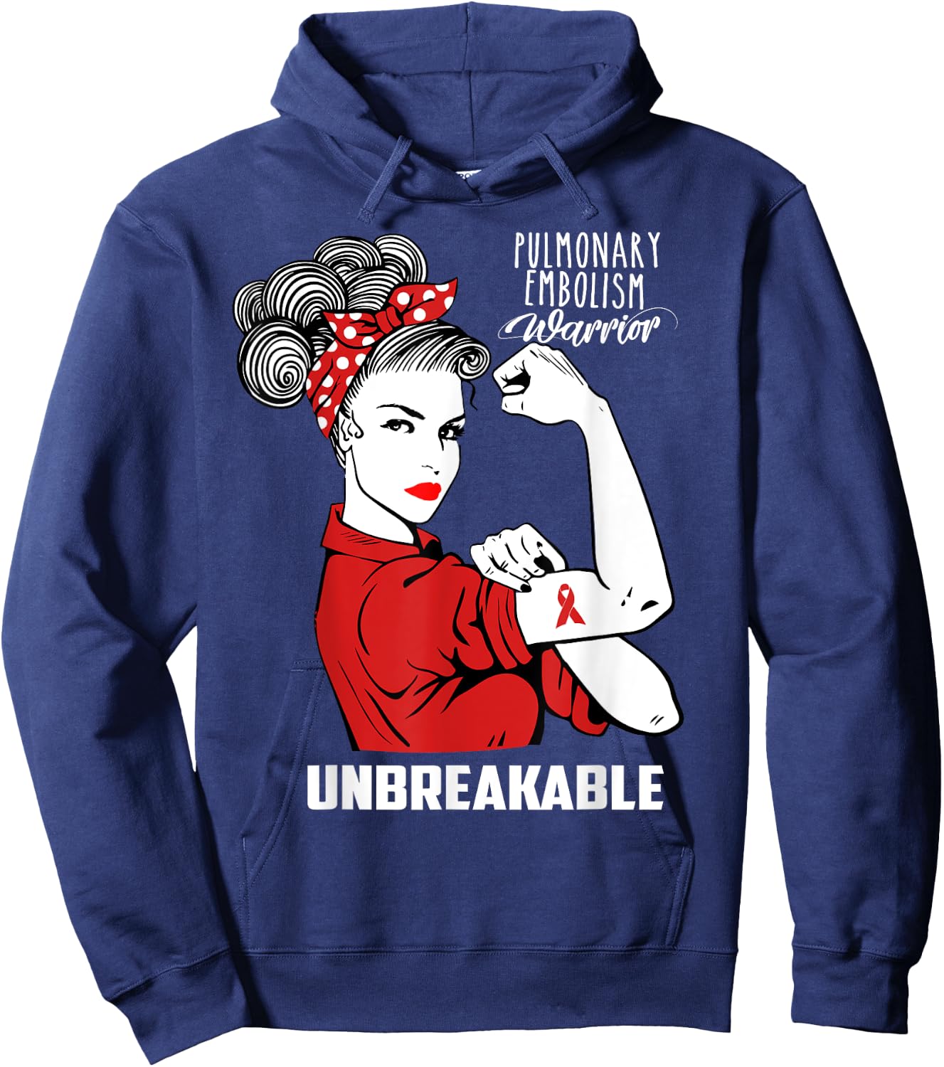 Pulmonary Embolism Warrior Unbreakable Shirt Awareness Gift Hoodie - Hoodie | Navy