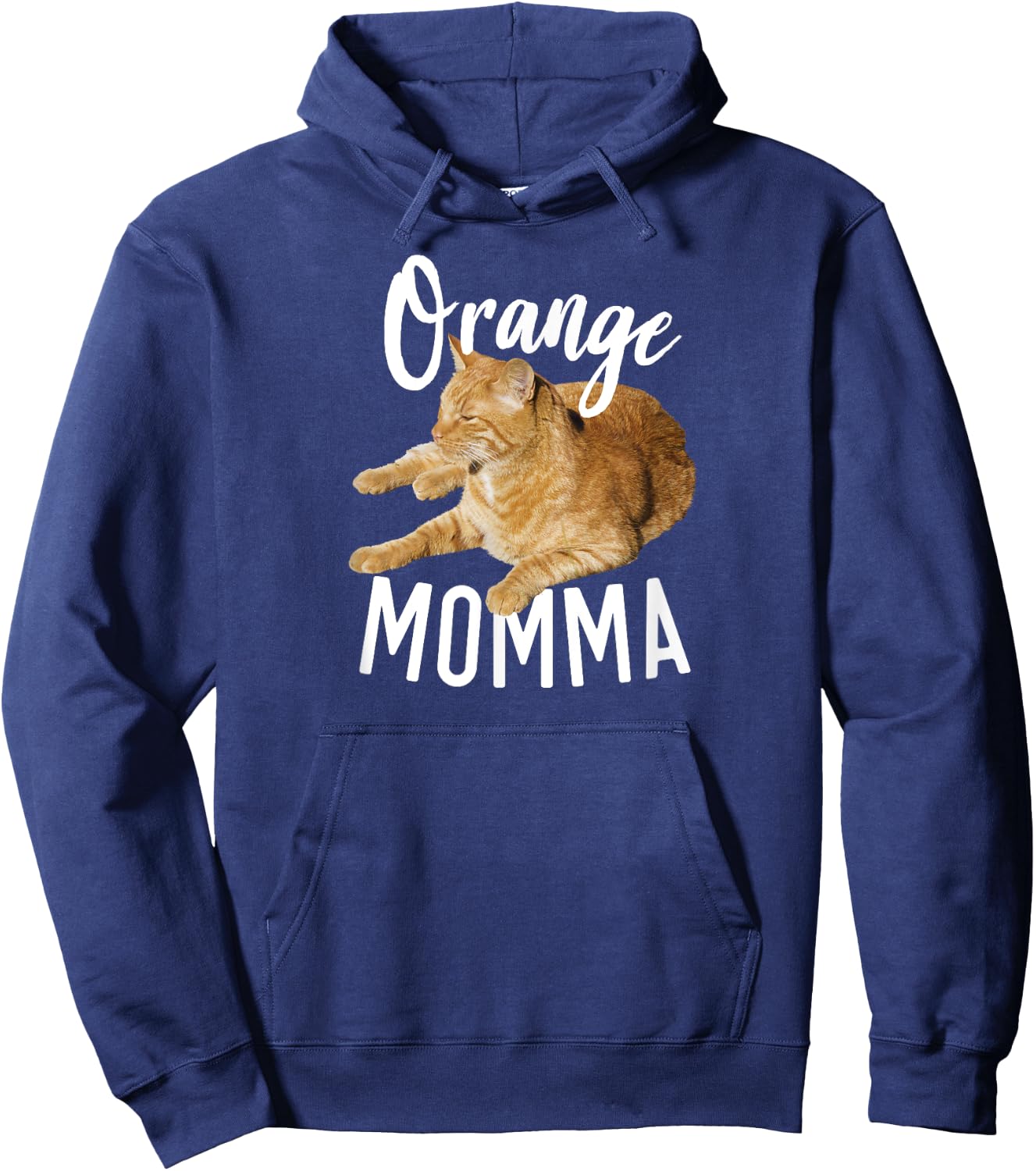 Orange Momma Tabby Lover Funny Saying Graphic Hoodie - Hoodie | Navy