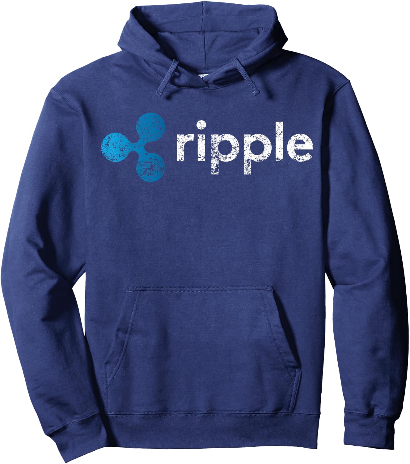 Ripple To-The-Moon! Rocket Graphic XRP Crypto -Adults Black Small Modern Short Sleeve Cotton Blend Hoodie - Hoodie | Navy
