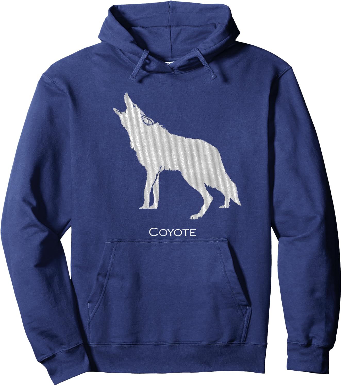 Howling Coyote Drawing Silhouette Style Hoodie - Hoodie | Navy