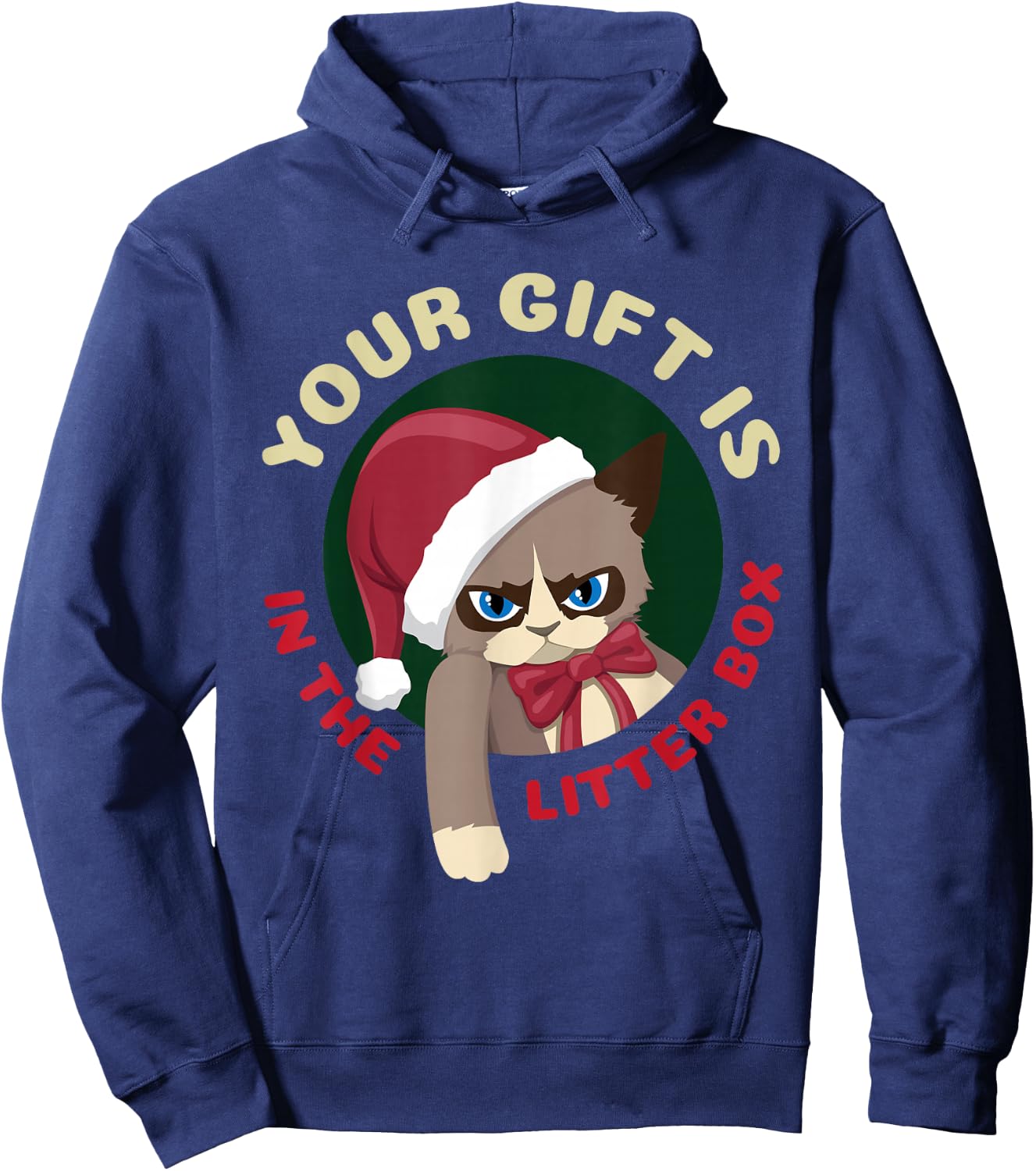 Your Christmas is in The Litter Box Funny Cat Christmas Hoodie - Hoodie | Navy