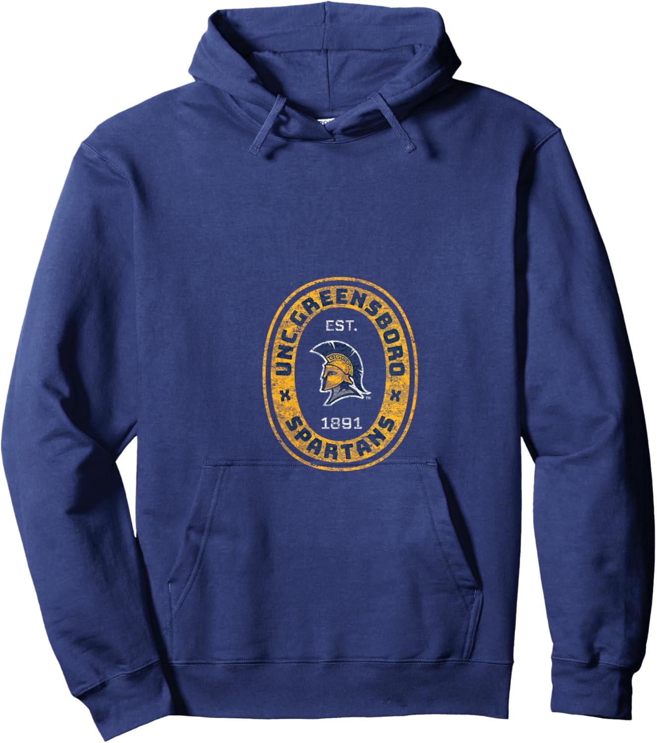 Women's UNC Greensboro UNCG Spartans Retro Crest Seal V-Neck Hoodie - Hoodie | Navy