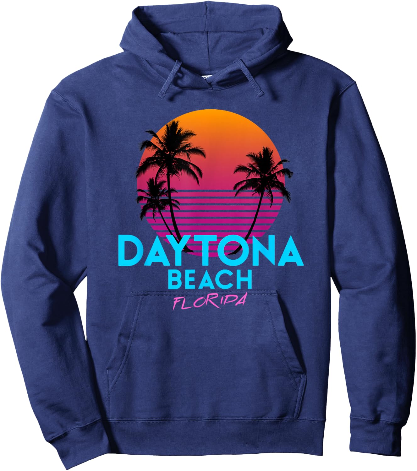 Daytona Beach Florida Retro 80s Hoodie - Hoodie | Navy