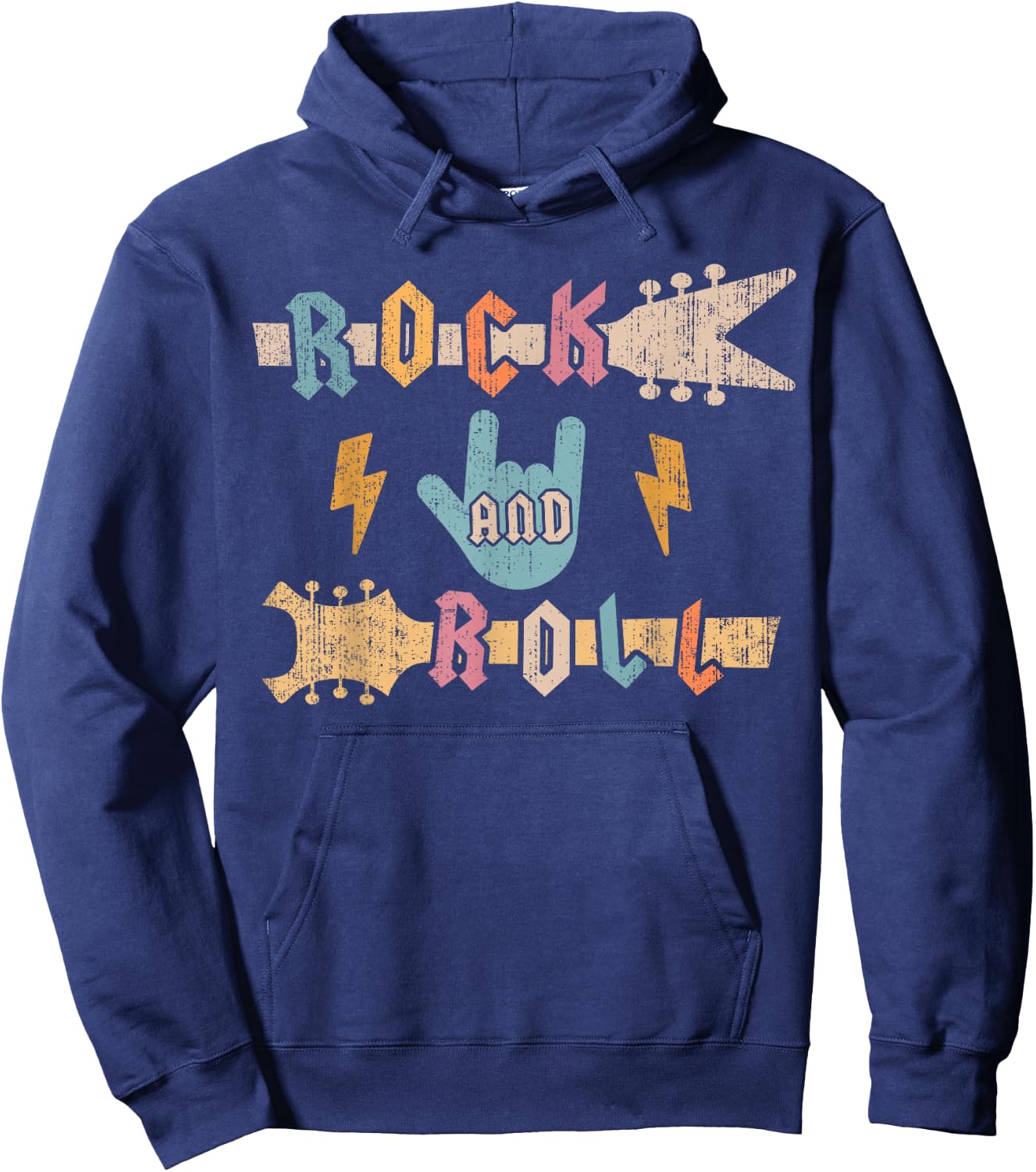 Kids Rock And Roll Vintage Design Concert Band, Rock Music Hoodie - Hoodie | Navy