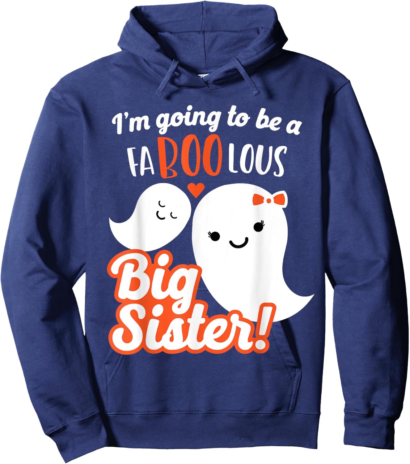 Big Sister Pregnancy Announcement Cute Ghost Girls Halloween Hoodie - Hoodie | Navy