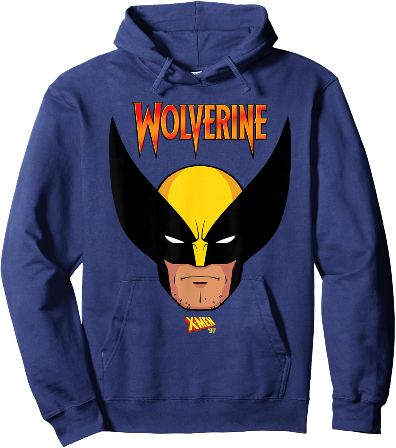 Marvel X-Men '97 Wolverine Logan Mutant Hero Big Face Hoodie - Hoodie | Navy
