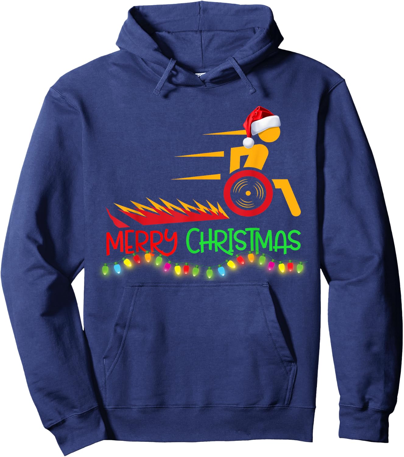 Funny Wheelchair Design | Gift Xmas Merry Christmas Saying Hoodie - Hoodie | Navy